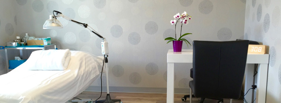 BlueWhite Health Treatment Room with purple flowers
